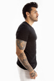 DeepSEA Sıfır Yakalı Likralı Dar Kesim Basic Erkek Tişört 1801131