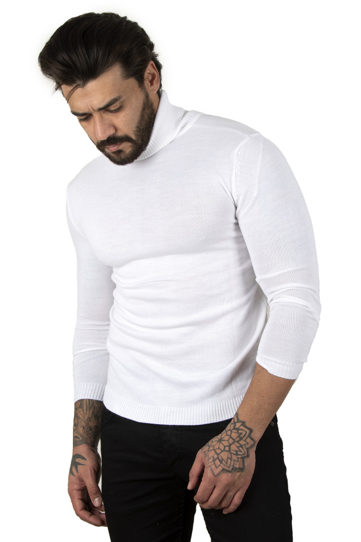 DeepSEA  Standart Fit Balıkçı Yaka Düz Kazak 2002292 2