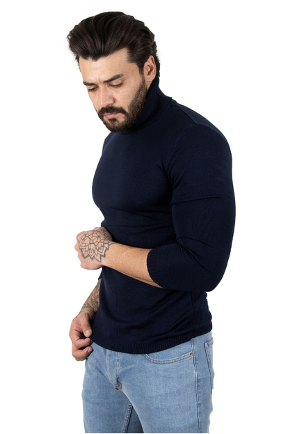 DeepSEA  Standart Fit Balıkçı Yaka Düz Kazak 2002292
