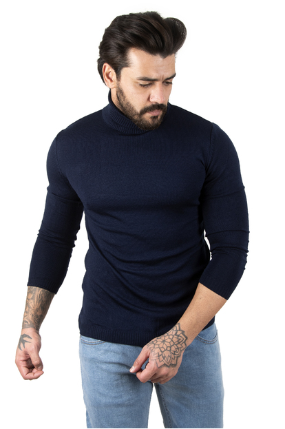 DeepSEA  Standart Fit Balıkçı Yaka Düz Kazak 2002292