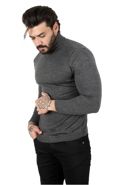 DeepSEA  Standart Fit Balıkçı Yaka Düz Kazak 2002292