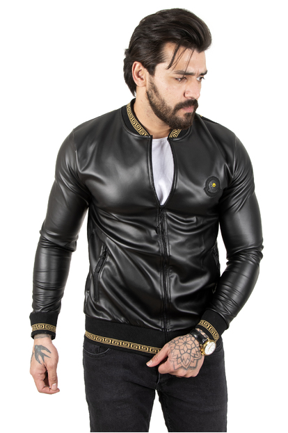 DeepSEA Sırtı Taşlı Aslan İşlemeli Suni Deri Mont 2200354