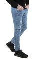 DeepSEA Erkek Taşlanmış Yırtmaçlı Dar Paça Kot Pantolon 2100105