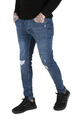 DeepSEA Önü ve Paçası Yırtıklı Lazerli Slim Fit Erkek Kot Pantolon 2002144