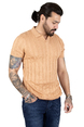 DeepSEA Kalın Çizgili Likralı Slim Fit Yakalı Erkek Tişört 2209001