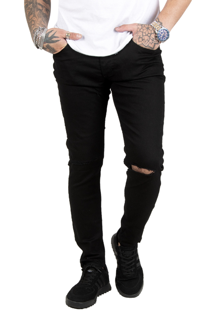 DeepSEA Dizleri Yırtık Likralı Slim Fit Erkek Kot Pantolon 1902114