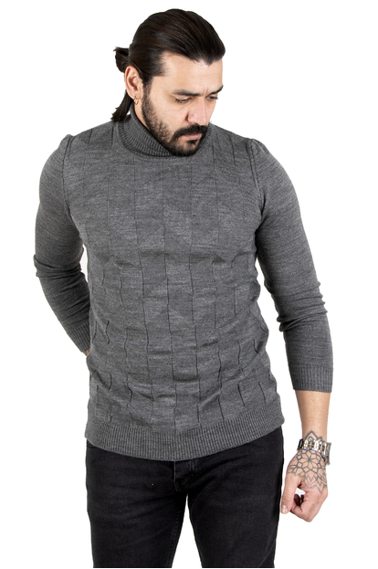 DeepSEA Desenli Tam Balıkçı Yaka Slimfit Erkek Kazak 2301462