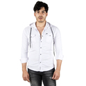 DeepSEA Kapüşonlu Cepli Slim Fit Likralı Kot Gömlek 2300396