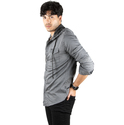 DeepSEA Kapüşonlu Cepli Slim Fit Likralı Kot Gömlek 2300396