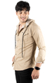 DeepSEA Kapüşonlu Cepli Slim Fit Likralı Kot Gömlek 2300396