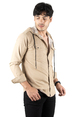 DeepSEA Kapüşonlu Cepli Slim Fit Likralı Kot Gömlek 2300396