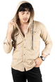 DeepSEA Kapüşonlu Cepli Slim Fit Likralı Kot Gömlek 2300396