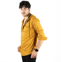 DeepSEA Kapüşonlu Cepli Slim Fit Likralı Kot Gömlek 2300396