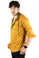 DeepSEA Kapüşonlu Cepli Slim Fit Likralı Kot Gömlek 2300396