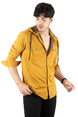 DeepSEA Kapüşonlu Cepli Slim Fit Likralı Kot Gömlek 2300396
