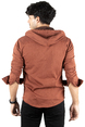 DeepSEA Kapüşonlu Cepli Slim Fit Likralı Kot Gömlek 2300396
