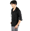 DeepSEA Kapüşonlu Cepli Slim Fit Likralı Kot Gömlek 2300396