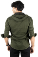 DeepSEA Kapüşonlu Cepli Slim Fit Likralı Kot Gömlek 2300396