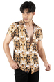 DeepSEA Dijital Baskılı Likralı Slim Fit Penye Gömlek 2305018