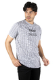 DeepSEA Kolları Ve Eteği Parça Detaylı Çizgi Desenli Yazı Baskılı Tişört 2300258