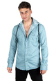 DeepSEA Kapüşonlu Cepli Slim Fit Likralı Kot Gömlek 2300396