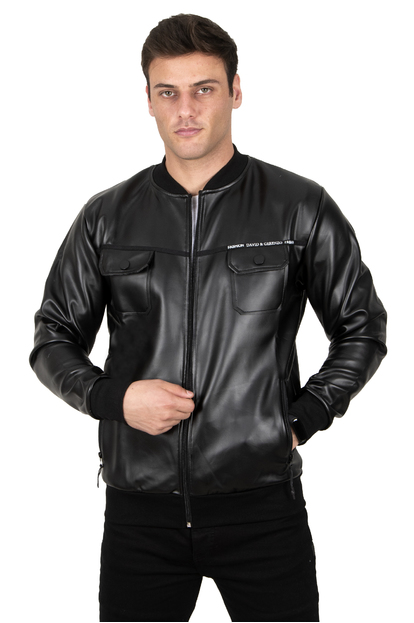 DeepSEA Cepli Fermuar Detayli Suni Deri Erkek Kolej Mont 23020660