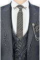 DeepSEA Tek Düğme Çift Yırtmaç Slim Fit 3lü Takım Elbise 2300530
