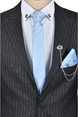 DeepSEA Çizgi Desenli Tek Düğme Tek Yırtmaç Slim Fit 2li Takım Elbise 2303049