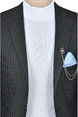 DeepSEA Çizgi Desenli Tek Düğme Tek Yırtmaç Slim Fit 2li Takım Elbise 2303049