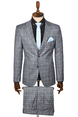DeepSEA Ekose Desenli Çift Düğme Çift Yırtmaç 2li Takım Elbise 2300372