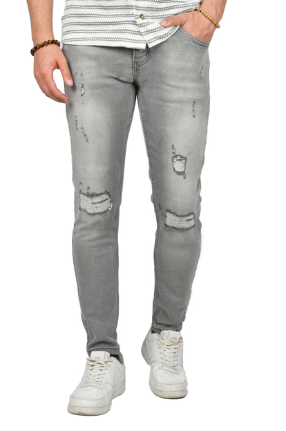 DeepSEA Lazer Kesim Yırtıklı Slim Fit Kot Pantolon 2406552