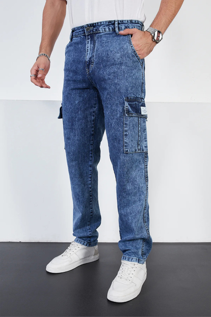 DeepSEA Baggy Rahat Kesim Kot Jean Kargo Pantolon 2407009