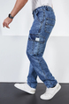 DeepSEA Baggy Rahat Kesim Kot Jean Kargo Pantolon 2407009