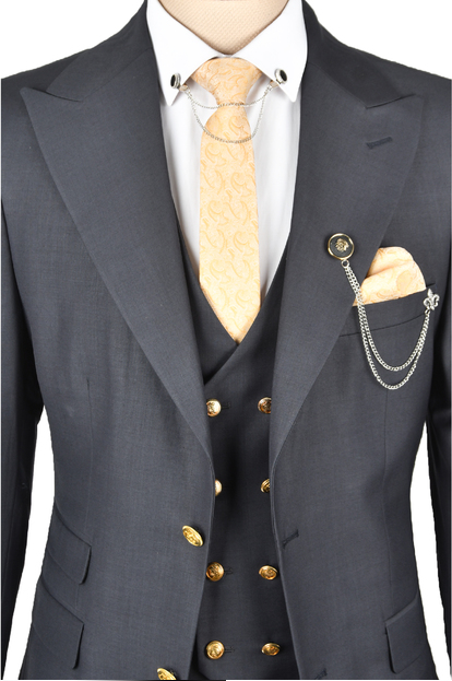 DeepSEA Sivri Yaka Slim Fit 3lü Takım Elbise 2300244
