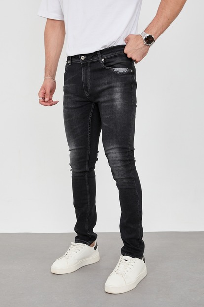 DeepSEA Taşlamalı Lazerli Slim Fit Jean Kot Pantolon 2401513