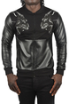 DeepSEA Taş İşlemeli Leopar Desenli Suni Deri Mont Biker Ceket 2500728