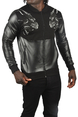 DeepSEA Taş İşlemeli Leopar Desenli Suni Deri Mont Biker Ceket 2500728