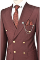 DeepSEA Metal Düğmeli Cep Detaylı Slim Fit Kruvaze 2li Takım Elbise 2300325