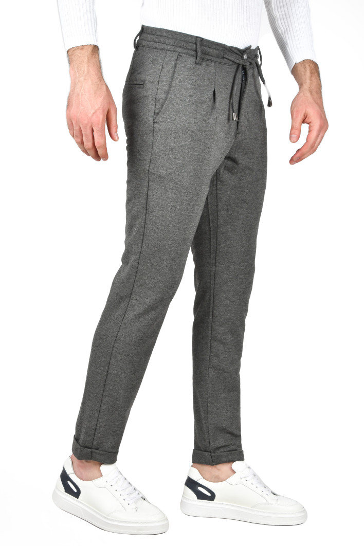 DeepSEA Beli Lastikli Slim Fit Likralı Duble Paça Penye Spor Pantolon 2502385 2