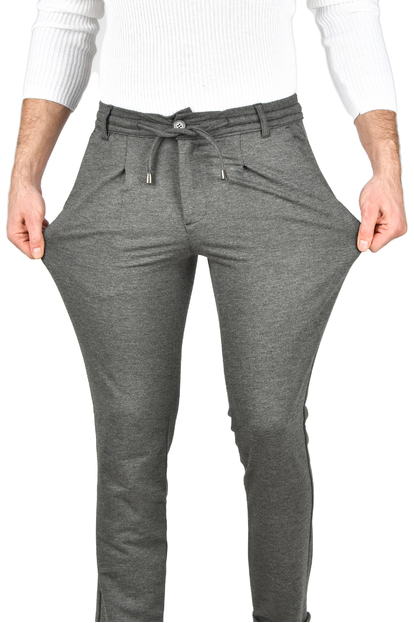 DeepSEA Beli Lastikli Slim Fit Likralı Duble Paça Penye Spor Pantolon 2502385