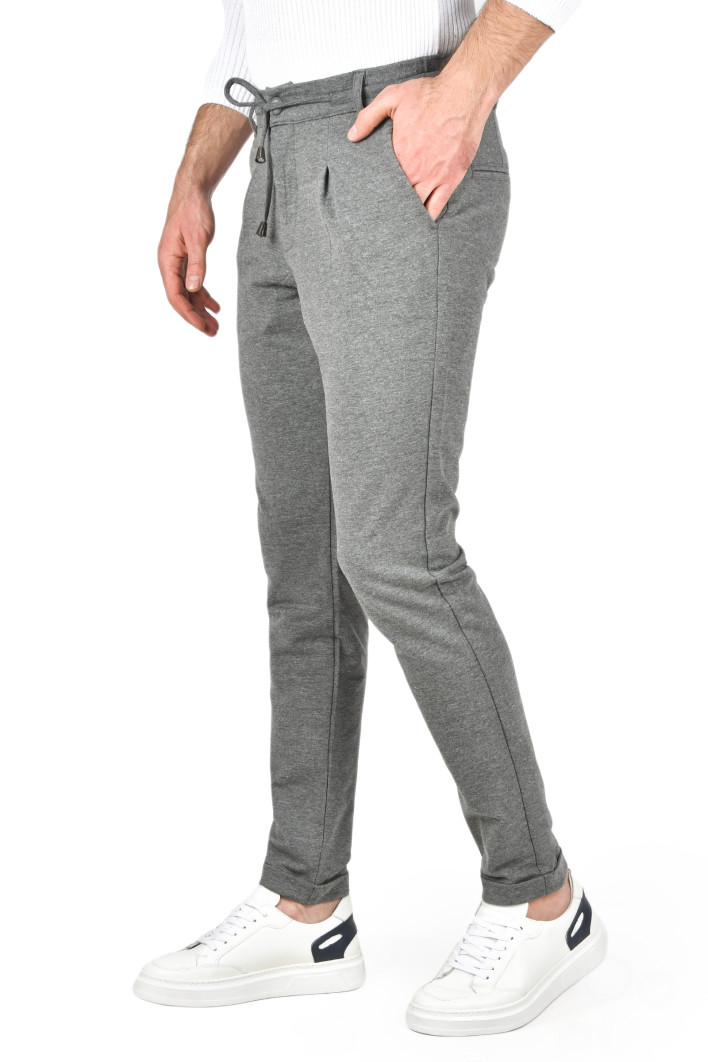 DeepSEA Beli Lastikli Slim Fit Likralı Duble Paça Penye Spor Pantolon 2502385 2