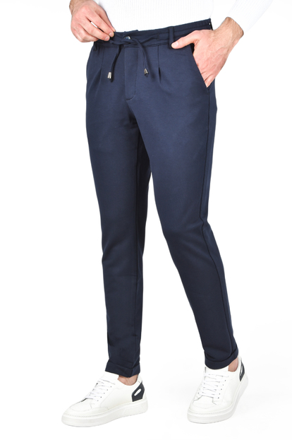 DeepSEA Beli Lastikli Slim Fit Likralı Duble Paça Penye Spor Pantolon 2502385