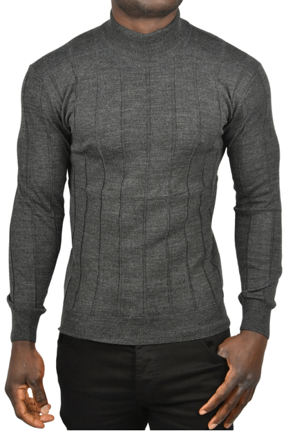 DeepSEA Slim Fit Likralı Tüylenme Yapmayan Yarım Balıkçı Çizgili Kazak 2505503