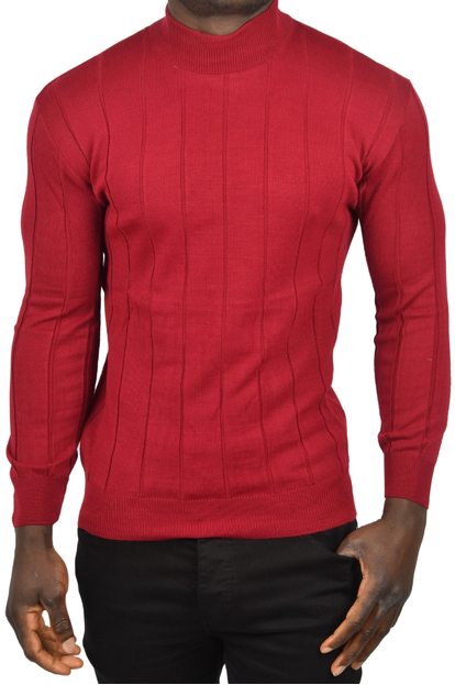 DeepSEA Slim Fit Likralı Tüylenme Yapmayan Yarım Balıkçı Çizgili Kazak 2505503