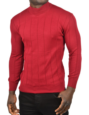 DeepSEA Slim Fit Likralı Tüylenme Yapmayan Yarım Balıkçı Çizgili Kazak 2505503 2