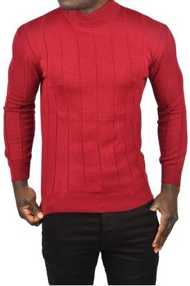 DeepSEA Slim Fit Likralı Tüylenme Yapmayan Yarım Balıkçı Çizgili Kazak 2505503 2