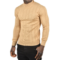 DeepSEA Slim Fit Likralı Tüylenme Yapmayan Yarım Balıkçı Çizgili Kazak 2505503