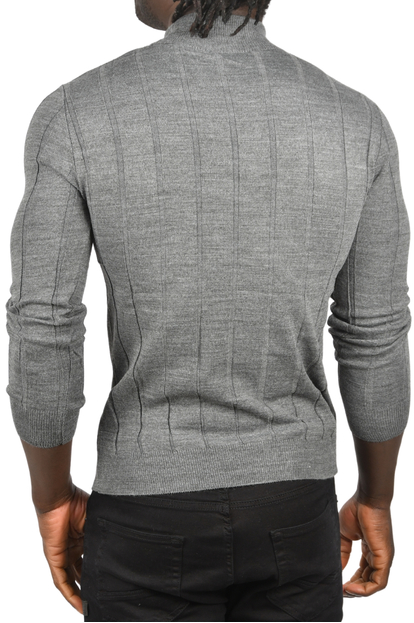 DeepSEA Slim Fit Likralı Tüylenme Yapmayan Yarım Balıkçı Çizgili Kazak 2505503