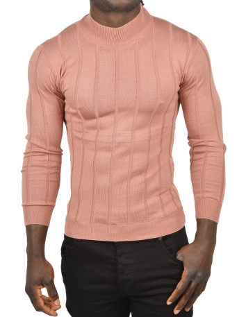 DeepSEA Slim Fit Likralı Tüylenme Yapmayan Yarım Balıkçı Çizgili Kazak 2505503
