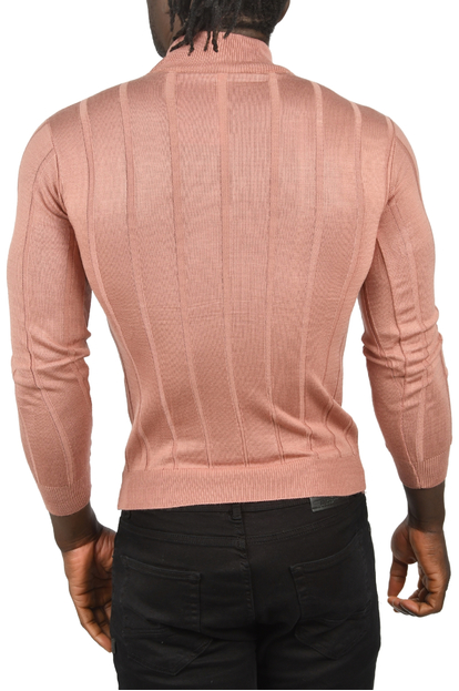 DeepSEA Slim Fit Likralı Tüylenme Yapmayan Yarım Balıkçı Çizgili Kazak 2505503